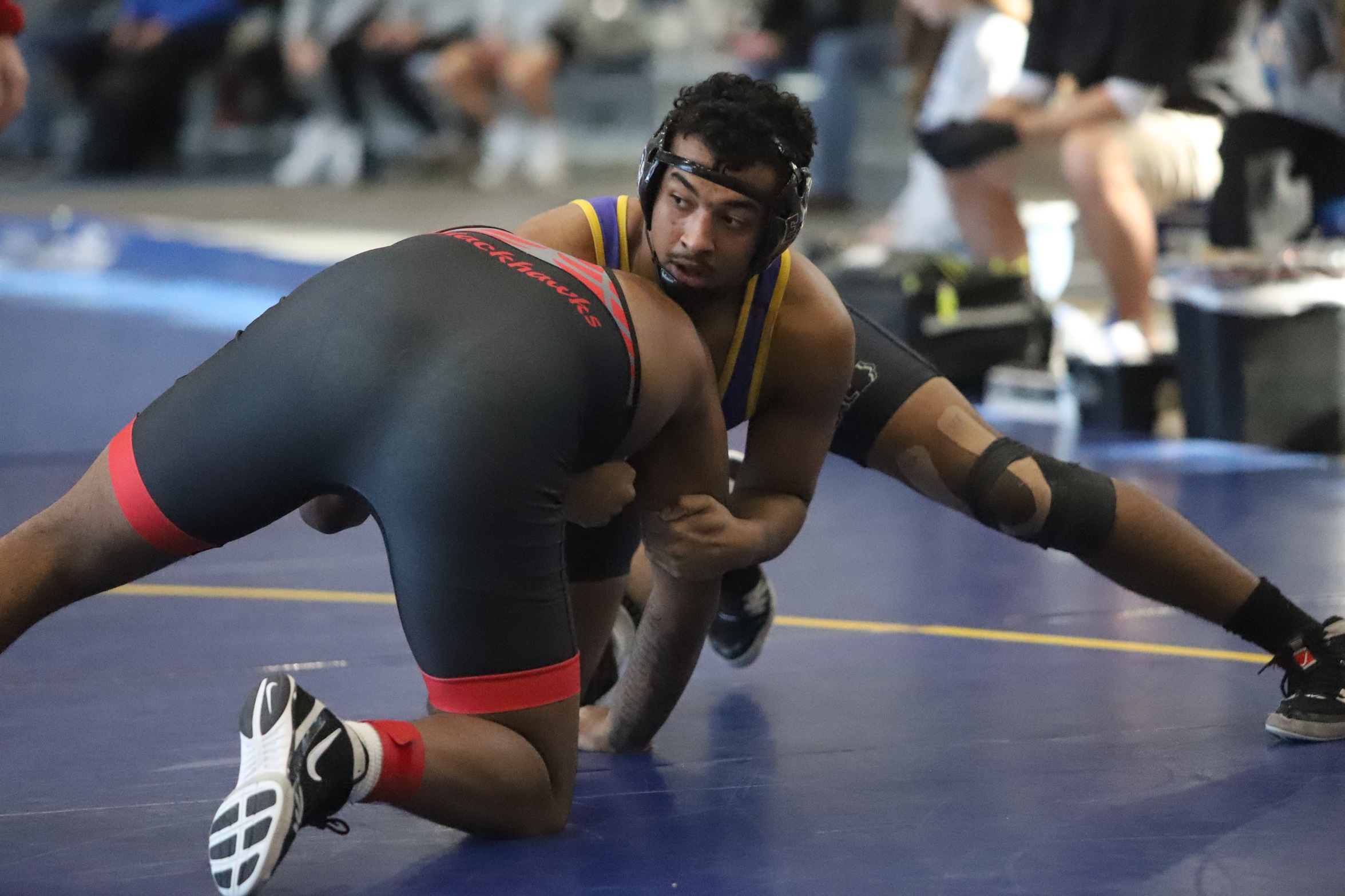 Jiraiya Fonseca wrestles opponent at District Wrestling Meet. 